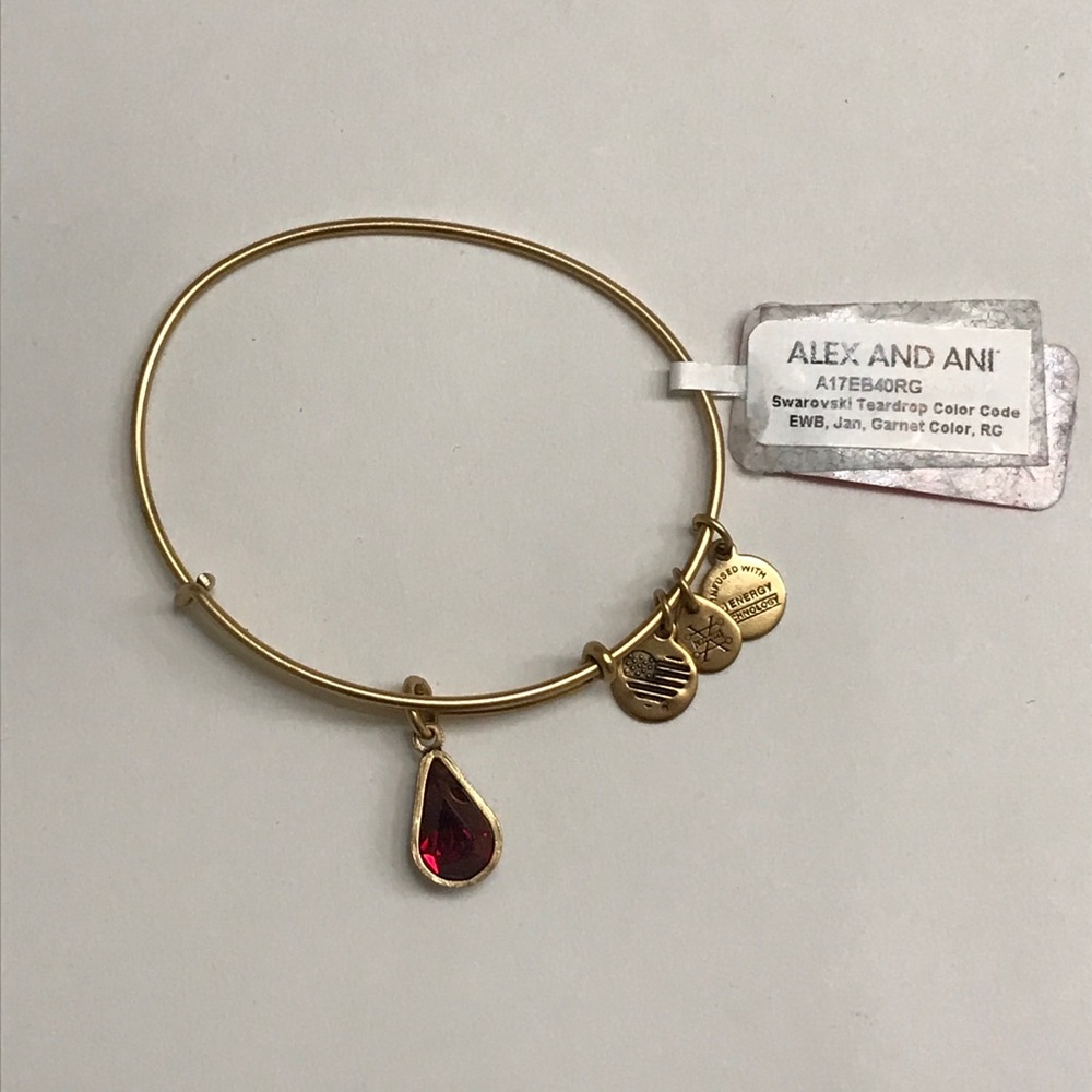 Alex and Ani Swarovski Teardrop GARNETT RED